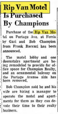 Rip Van Motel (Rip-Van Motel) - March 1970 Article On Sale (newer photo)